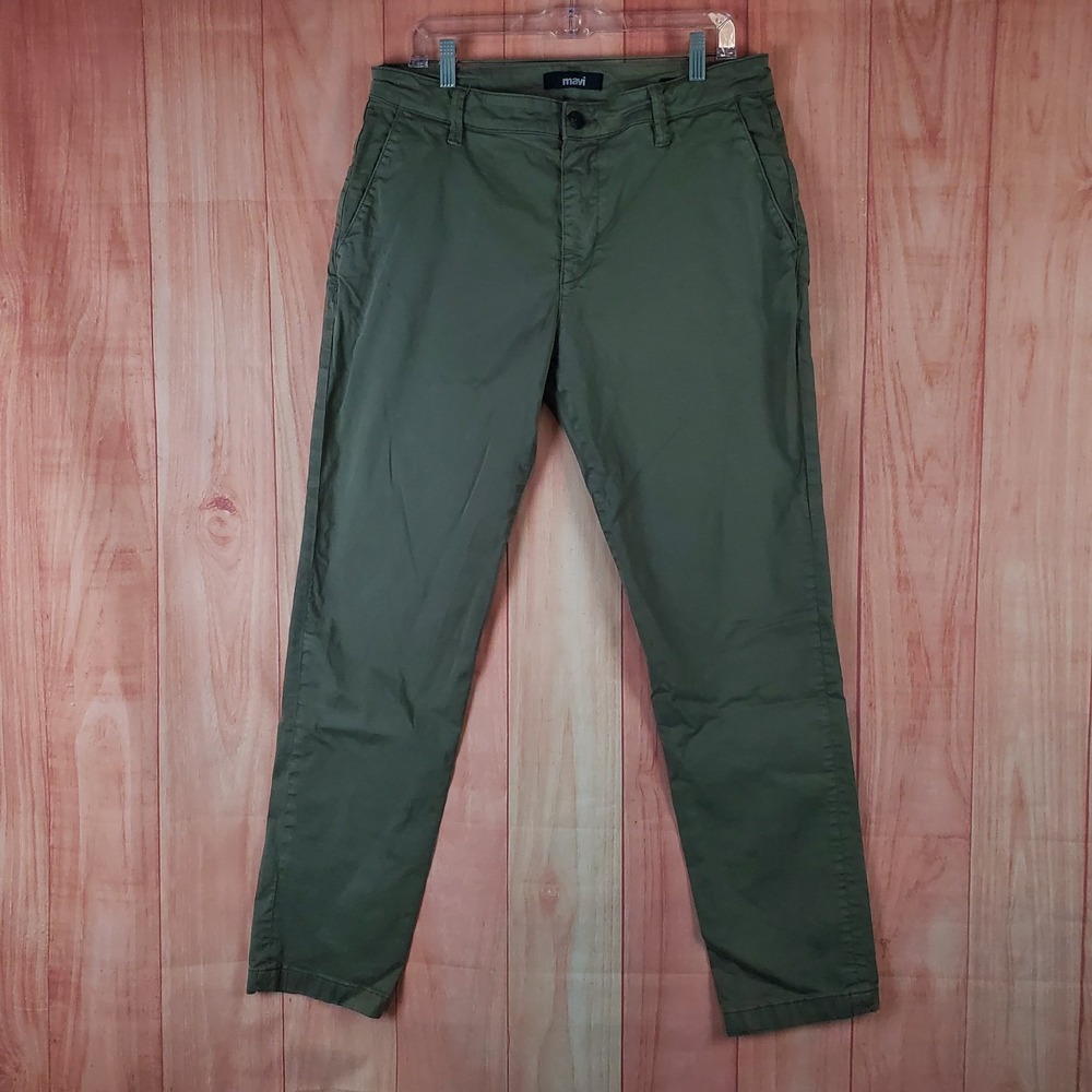 Mavi Edward Chino Pants Mens 35 X 32 Green Cotton Stretch Slim Fit Straight Leg